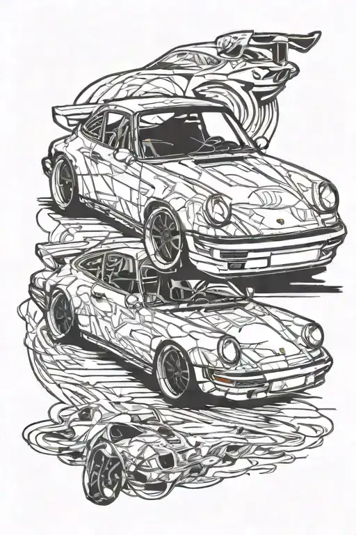porsche 964 RWB tattoo design idea