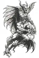 fighting with devil wings tattoo design idea