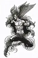 fighting with devil wings tattoo design idea