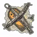 luggage tag says roc, plane stamp. sun keychain attached tattoo design idea
