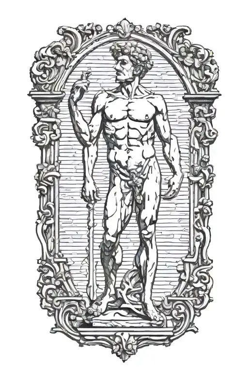Michelangelo david statue full body tattoo design idea