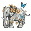 elephants and butterflies tattoo design idea