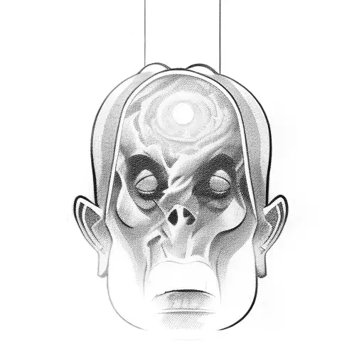 man with suitcase head  tattoo design idea