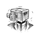 man with suitcase head  tattoo design idea