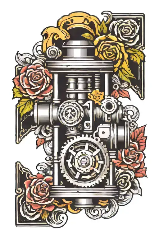 camshaft surrounded tattoo design idea