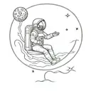 astronaut sitting on the moon  tattoo design idea