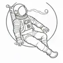 astronaut sitting on the moon  tattoo design idea