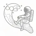astronaut sitting on the moon  tattoo design idea