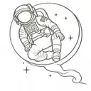 astronaut sitting on the moon  tattoo design idea