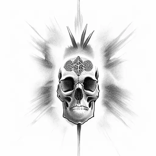 jesus looking face to face with a skull. Touching hands. With the inscription, "life after death" tattoo design idea