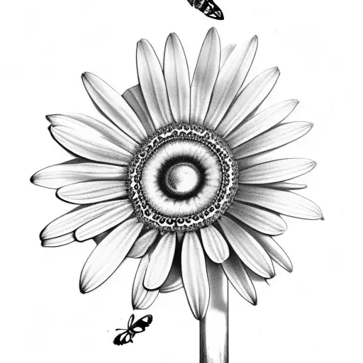 Butterfly daisy anchor tattoo design idea