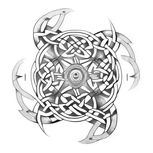 Celtic knotwork intertwined with gears tattoo design idea