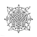 Celtic knotwork intertwined with gears tattoo design idea