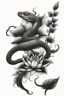 snake and lotus flowers egyptian tattoo design idea