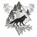wolf forest with ravens tattoo design idea