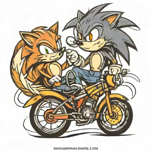Sonic and tails biking dark tattoo design idea