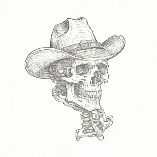 a skeleton in a cowboy hat tattoo design idea
