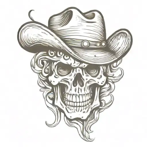 cowboy skull saying give em hell tattoo design idea