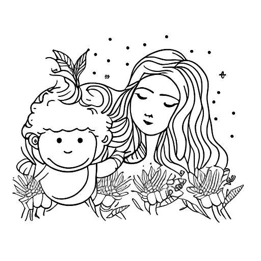 child, mother,  tattoo design idea