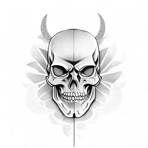 greek face and a half skull tattoo design idea