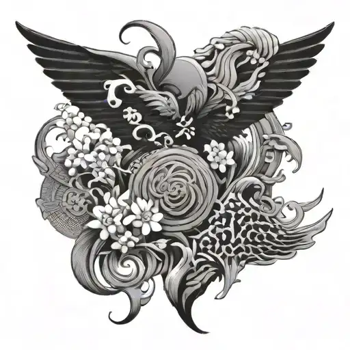 Japanese words tatto custom design incorporating elements tattoo design idea