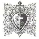 Sacred Heart with the cross on the heart made tattoo design idea
