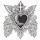 Sacred Heart with the cross on the heart made tattoo design idea