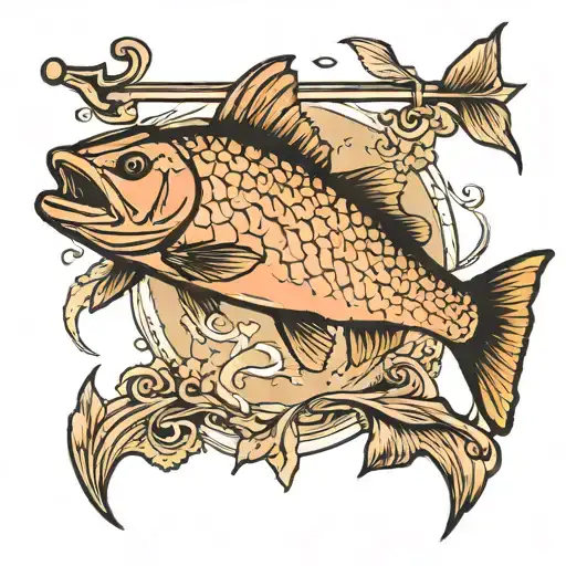 Create 3 different small to medium tattoos based on the following: Hembre Gård, a salmon jumping and a flyfishing rod tattoo design idea