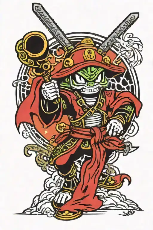 Marvin Martian looney tunes samurai tattoo design idea