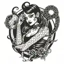 cyber siligism goth pin up girl  tattoo design idea