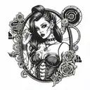cyber siligism goth pin up girl  tattoo design idea