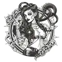 cyber siligism goth pin up girl  tattoo design idea
