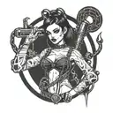 cyber siligism goth pin up girl  tattoo design idea
