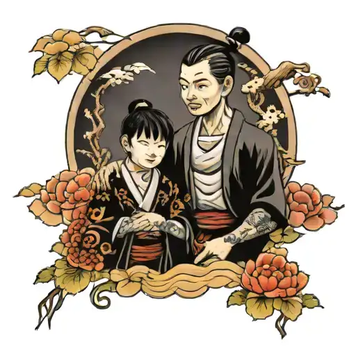 family tattoo fathet and two sons holding hands tattoo design idea