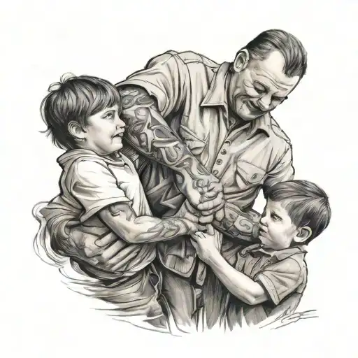 family tattoo father and two sons holding hands holding each other tattoo design idea