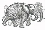 mother elephant holding tattoo design idea