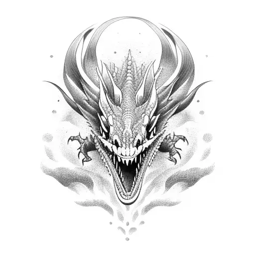 Dragón chino de color rojo con dorado tattoo design idea