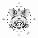 cribbage board with pigs tattoo design idea
