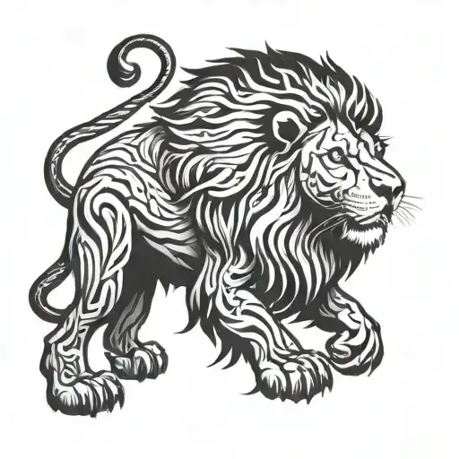 strong independent lion tattoo design idea