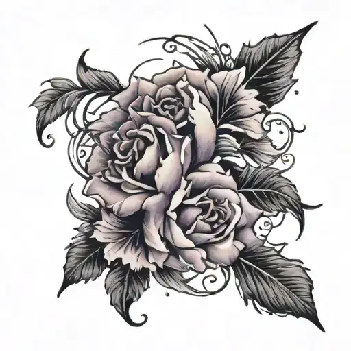 A tattoo design combining purple flowers and thunder storms tattoo design idea