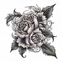 A tattoo design combining purple flowers and thunder storms tattoo design idea