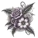 A tattoo design combining purple flowers and thunder storms tattoo design idea