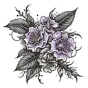 A tattoo design combining purple flowers and thunder storms tattoo design idea