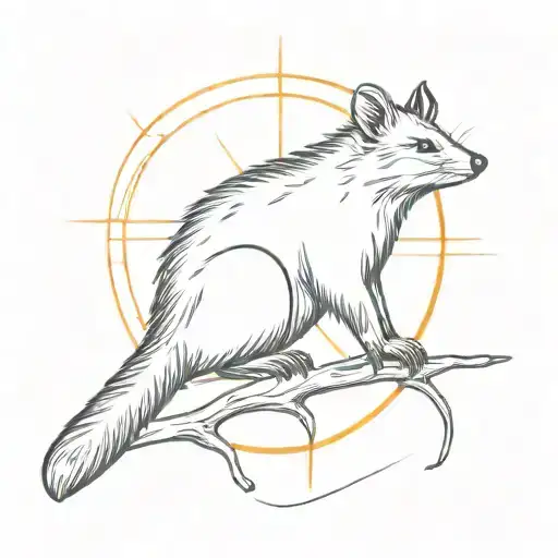 a simple possum with the sun rising and shining out of its back tattoo design idea
