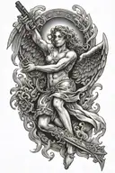 Fire arm angel falling tattoo design idea