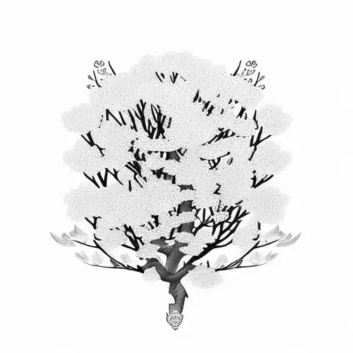 cherry blossom with Japanese samurai  tattoo design idea