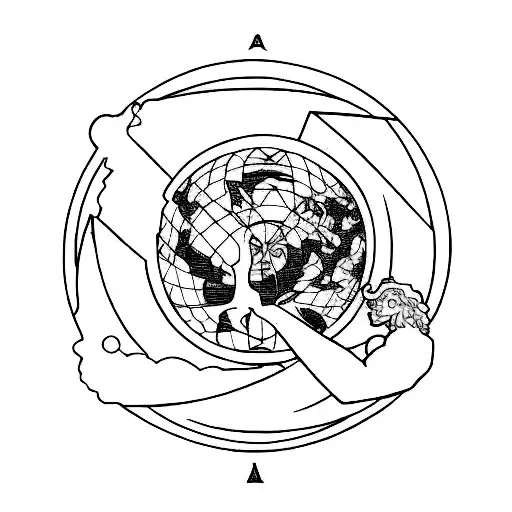 A minimalist tattoo of Atlas holding up the world, representing the weight of overcoming struggles in Greek mythology tattoo design idea