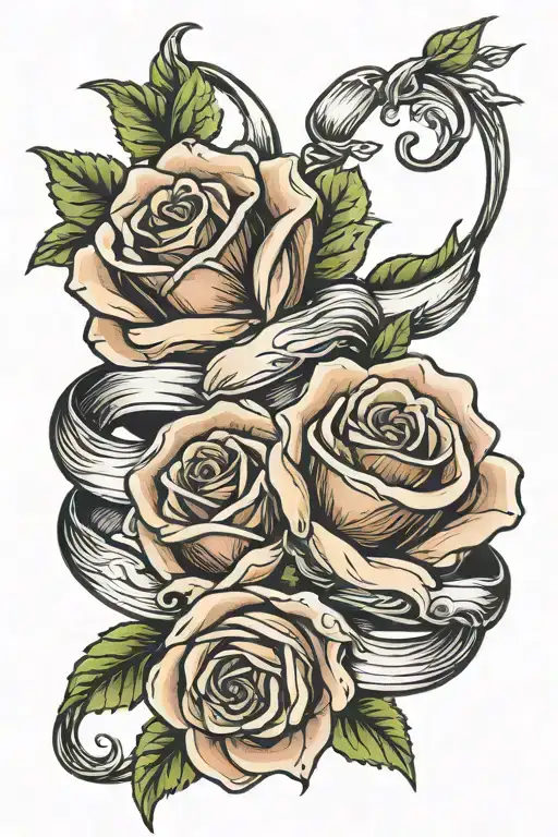 wedding rings intertwined roses tattoo design idea