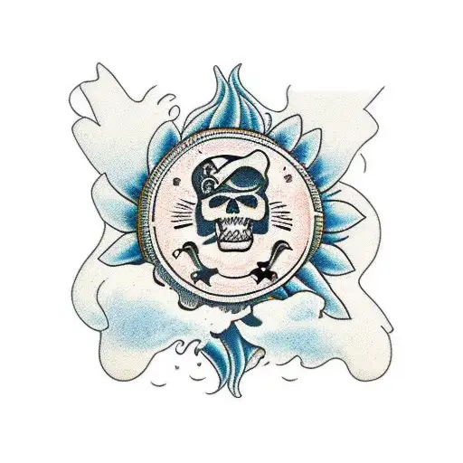 pirate eating sunflower seeds tattoo design idea