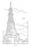 A thin one line tattoo of a tower that looks like the Eiffel Tower and the Space Needle combined tattoo design idea